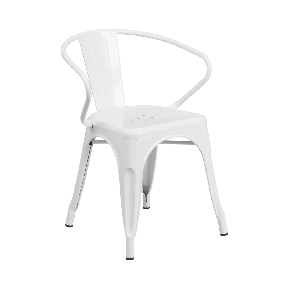 White Metal Indoor-Outdoor Chair with Arms