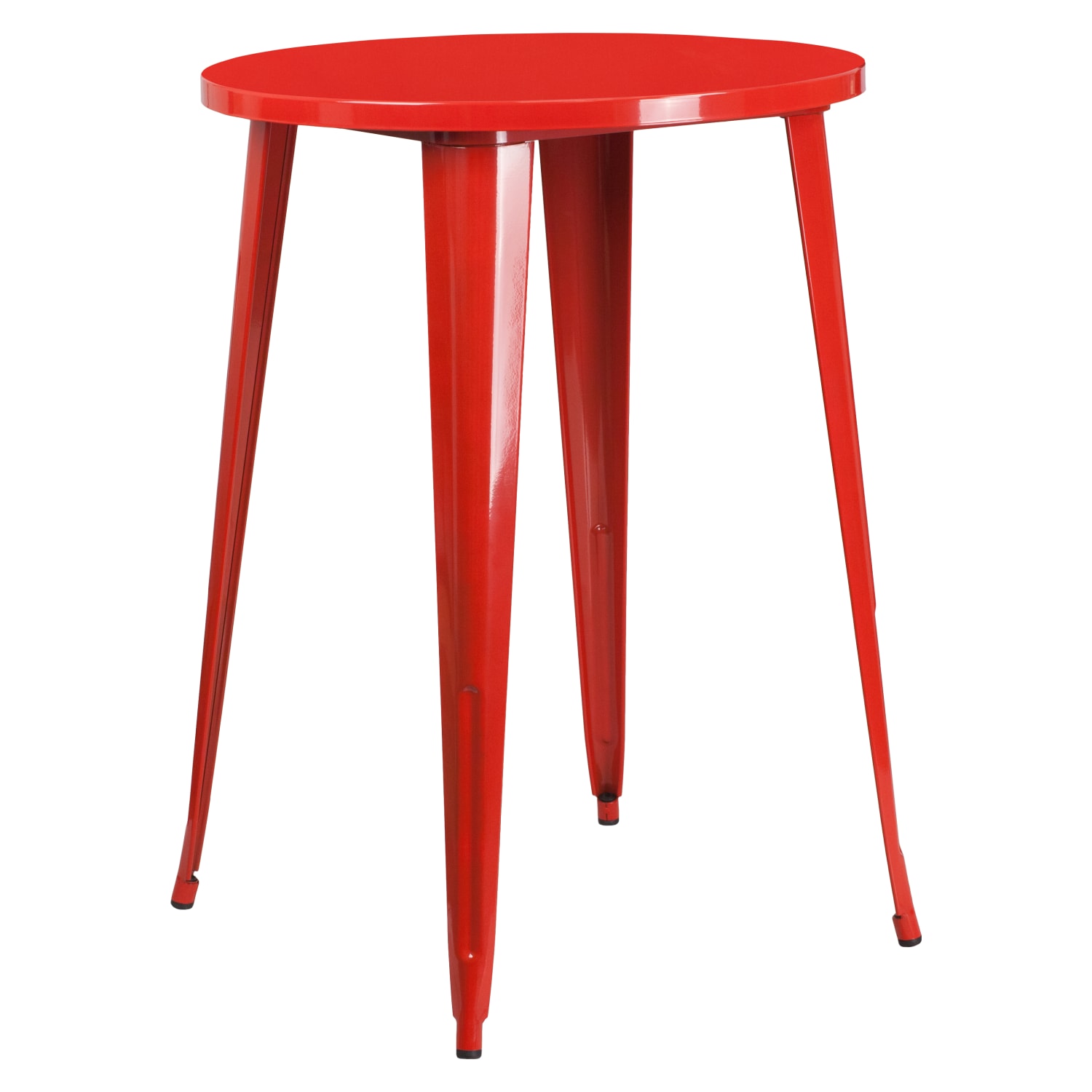 30” Round Red Metal Indoor-Outdoor Bar Height Table