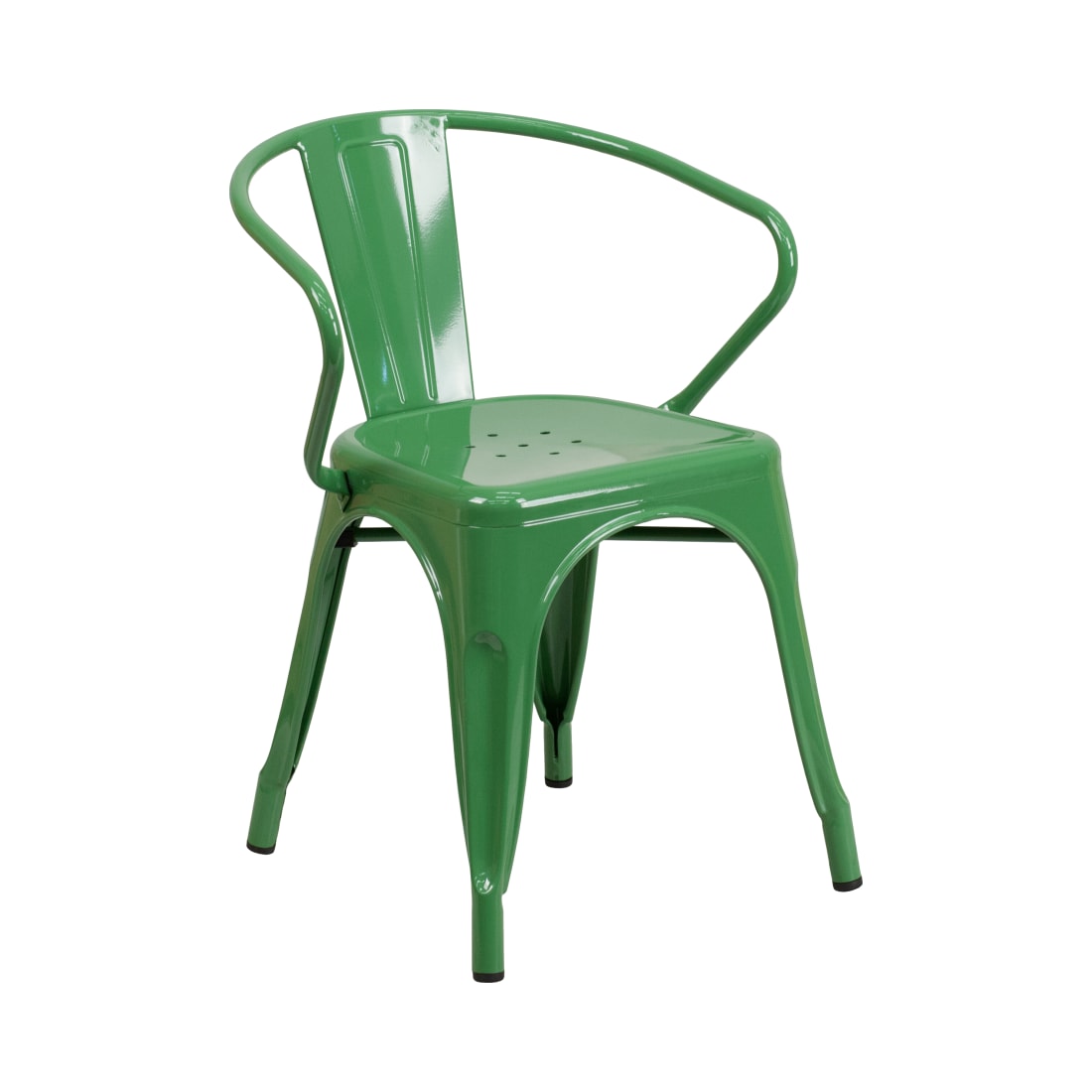 Green Metal Indoor-Outdoor Chair with Arms