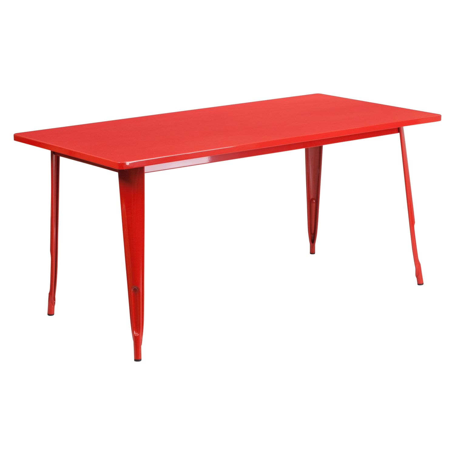 31.5” x 63” Rectangular Red Metal Indoor-Outdoor Table