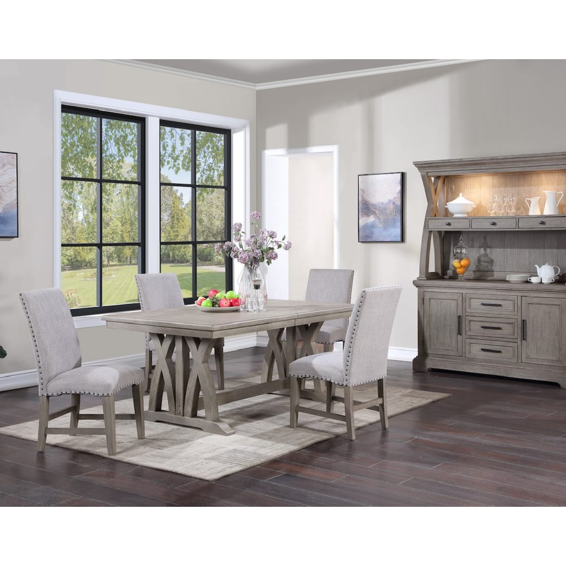 DEVON GREY 5PC DINING SET - TABLE & 4 CHAIRS