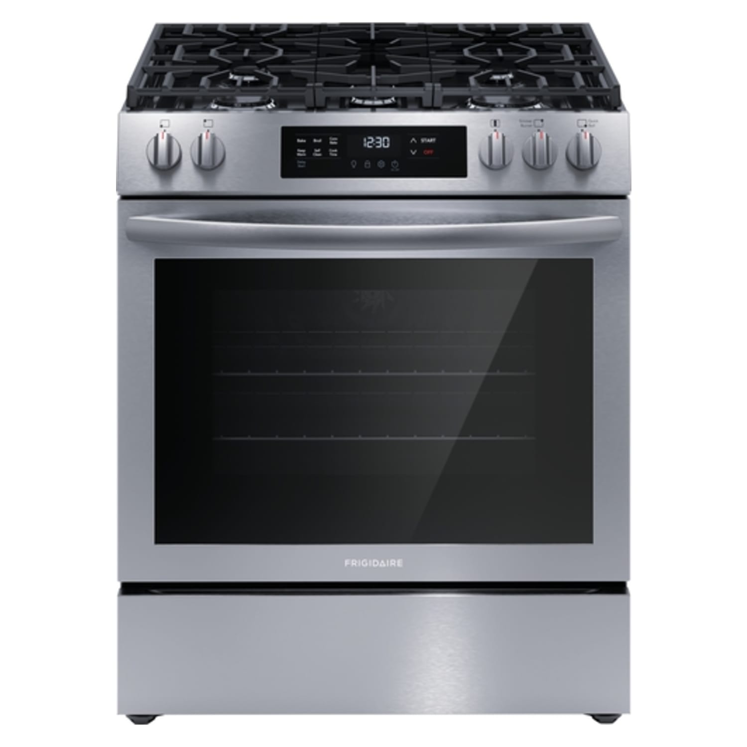 Frigidaire 30” Front Control Gas Range with Convection Bake - FCFG3083AS