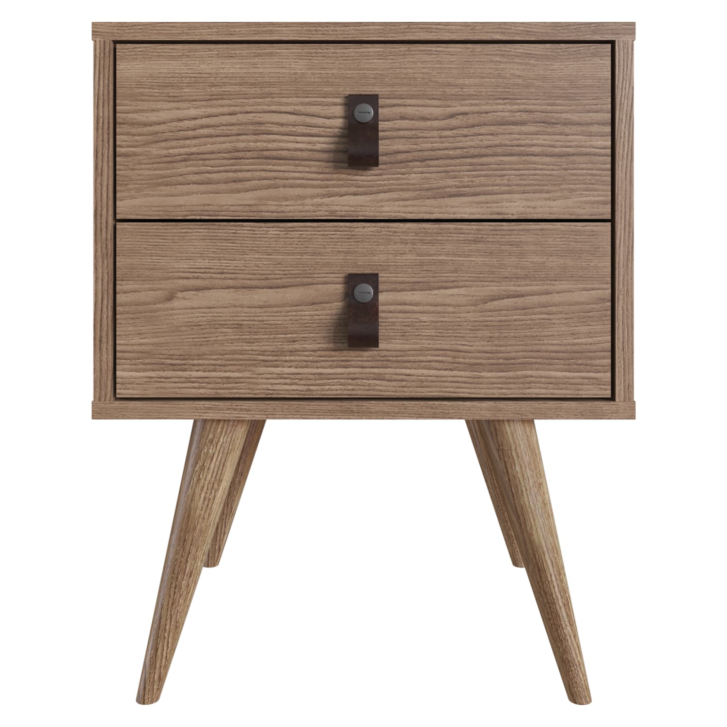 Amber Nightstand with Faux Leather Handles in Nature