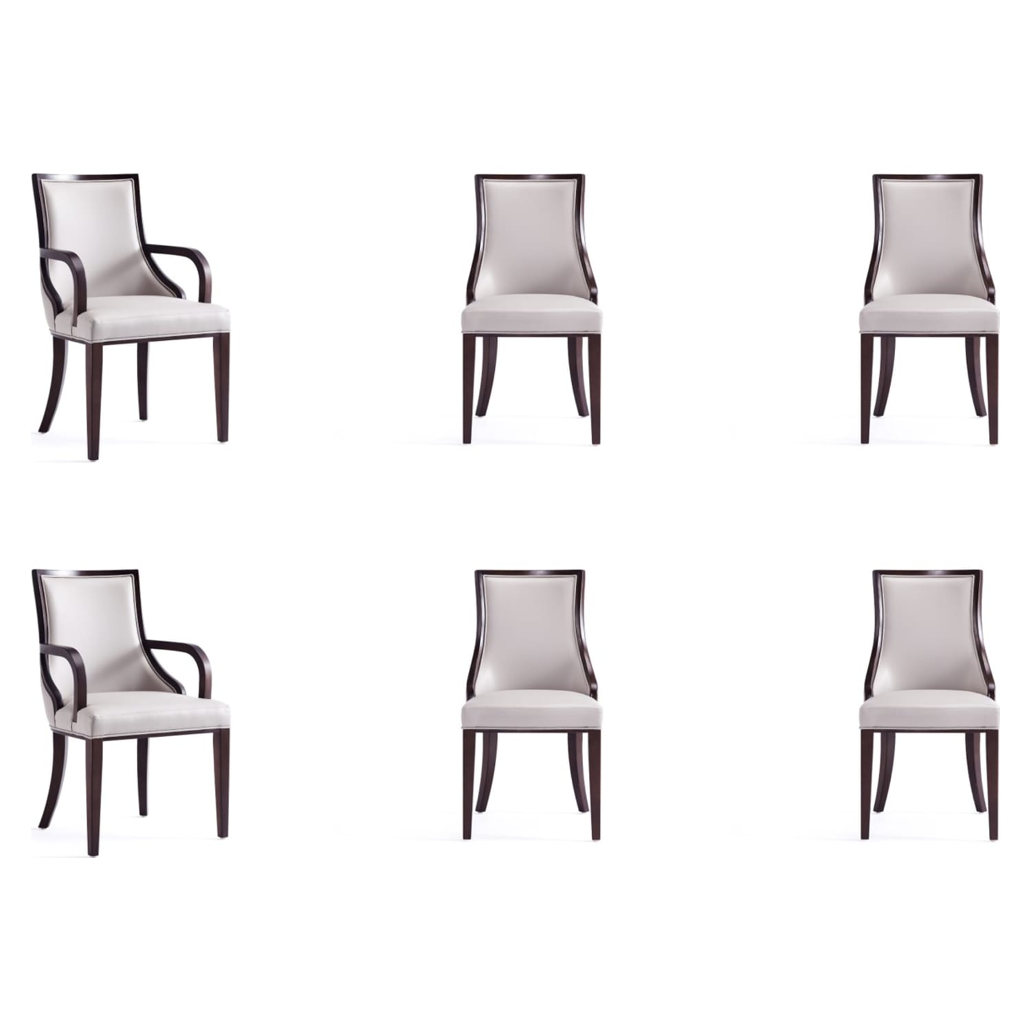 Grand Faux Leather 6-Piece Dining Chairs in Light Gray