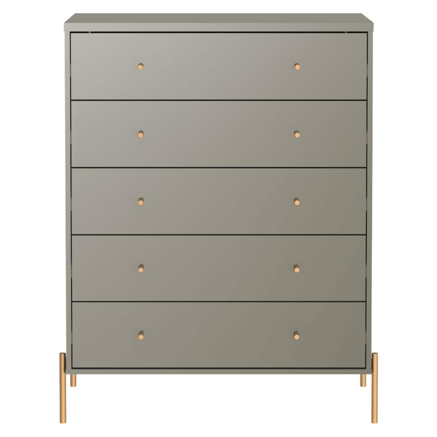 Jasper 5.0 Dresser with Steel Gold Legs in Gray Gloss