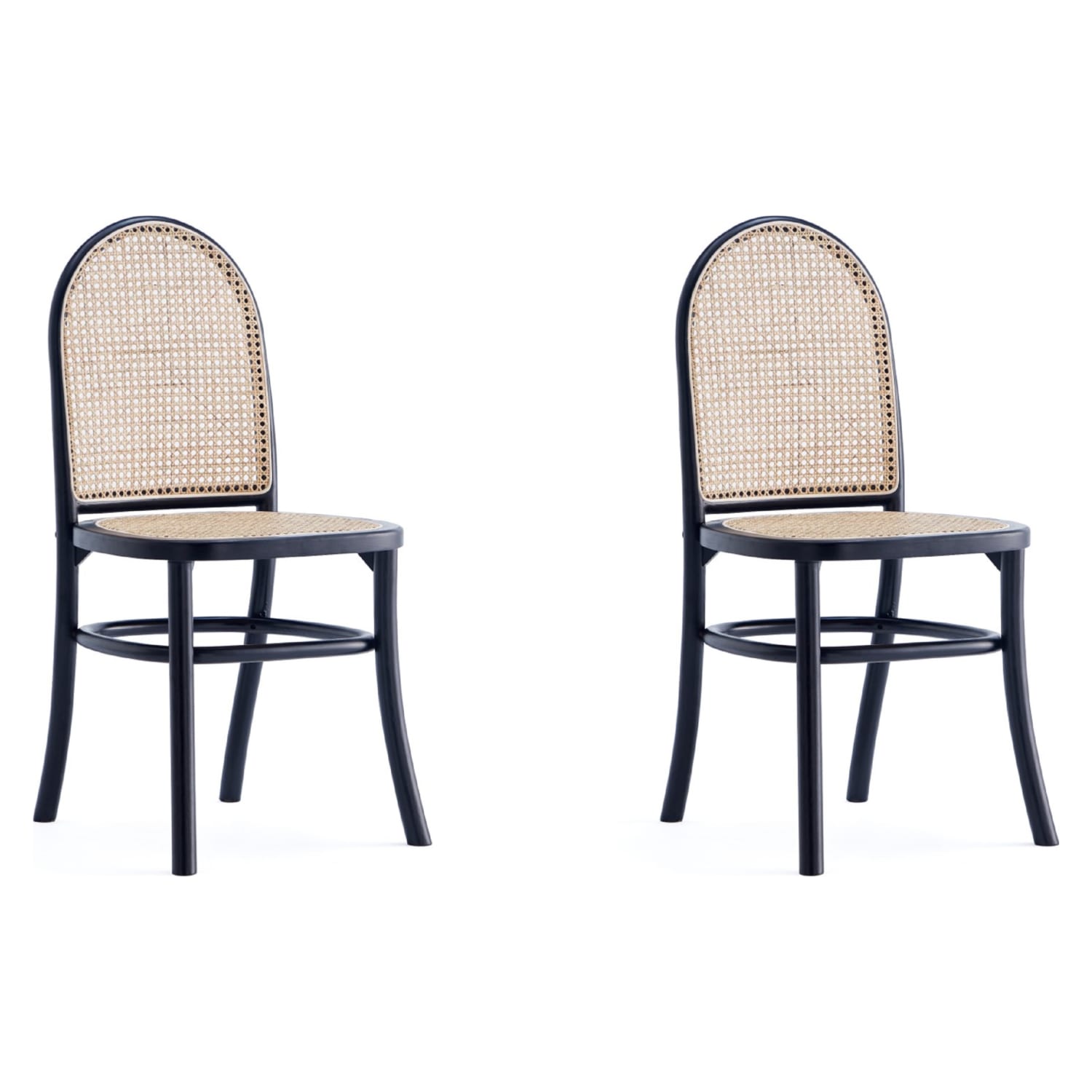 Paragon Dining Chair 2.0 in Black and Cane - Set of 2