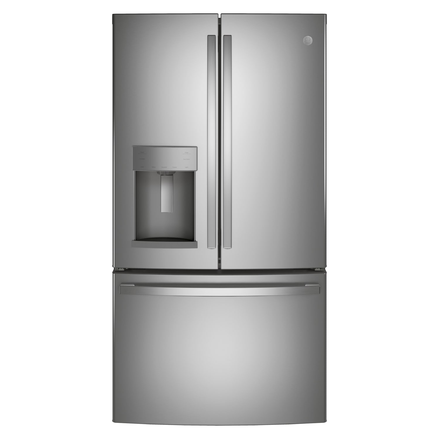 GE 27.7 CuFt French Door Refrigerator.  Fingerprint Resistant, LED Lighting, Dual Evaporators. - GFE28GYNFS