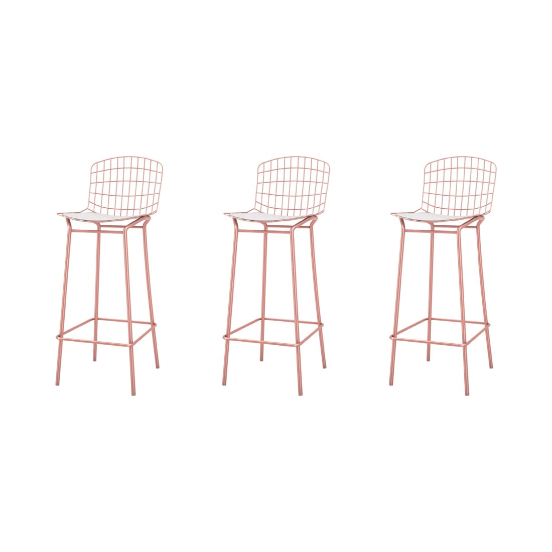 Madeline Barstool in Rose Pink Gold and White (Set of 3)