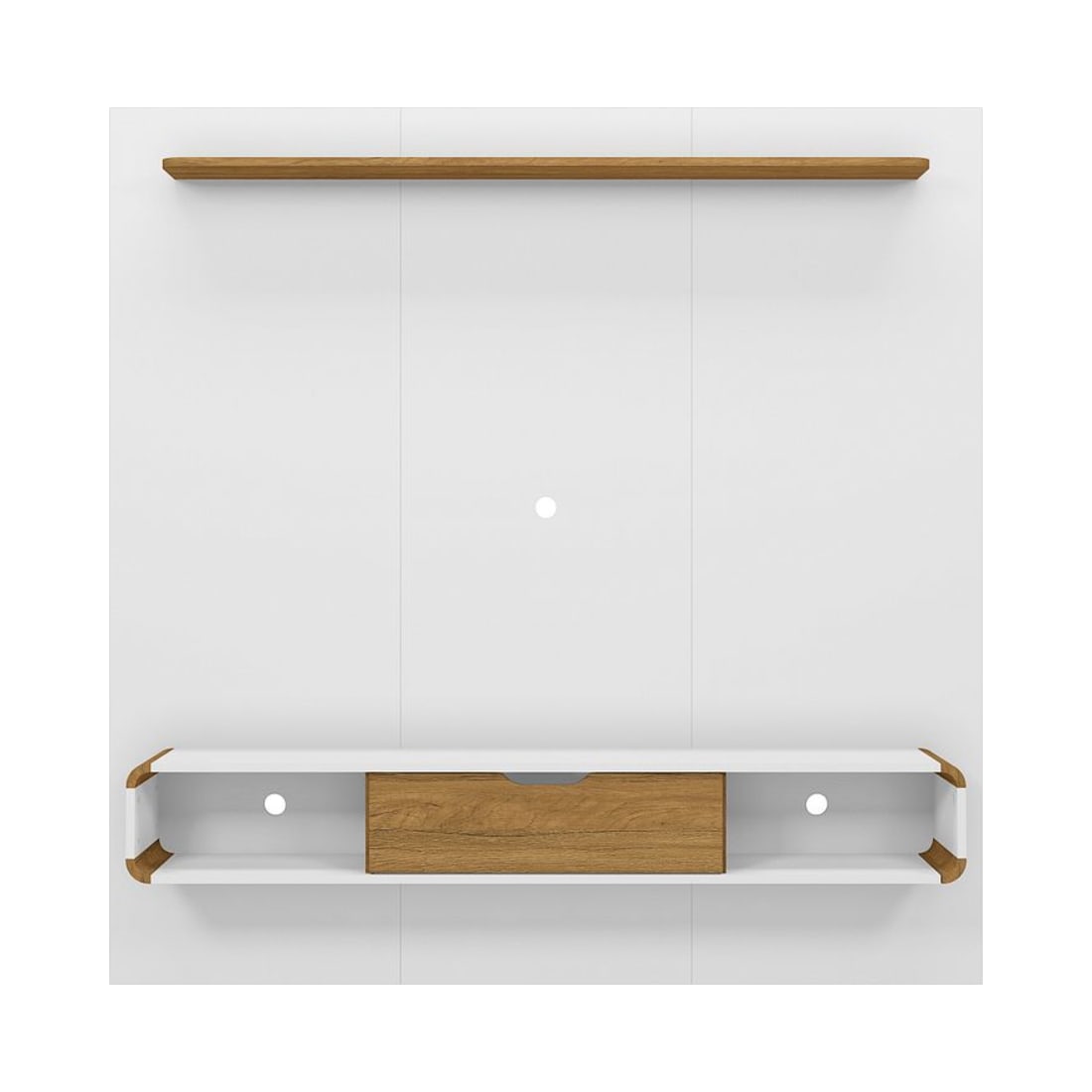 Camberly 62.36” Floating Entertainment Center in White and Cinnamon
