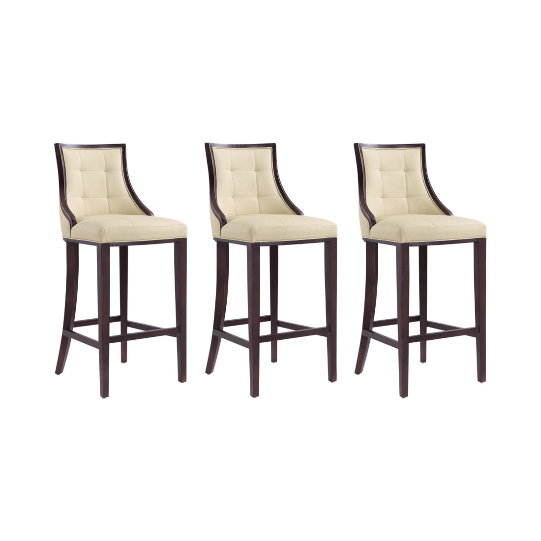 Fifth Avenue Bar Stool in Cream and Walnut (Set of 3)