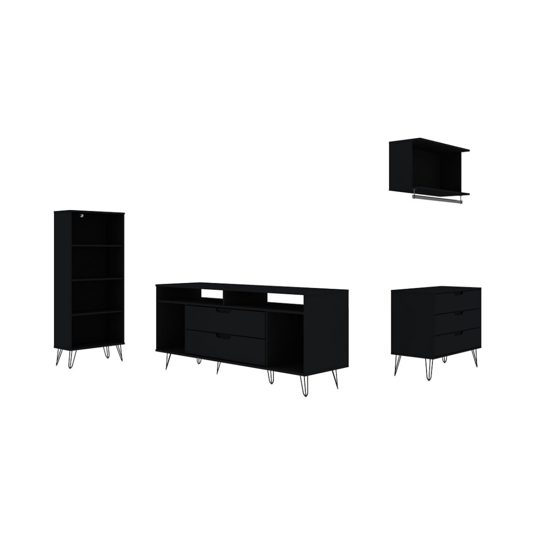 Rockefeller 4-Piece TV Stand in Black