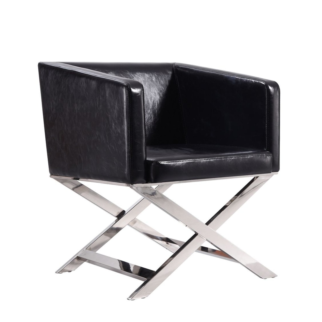 Hollywood Lounge Accent Chair in Black and Polished Chrome