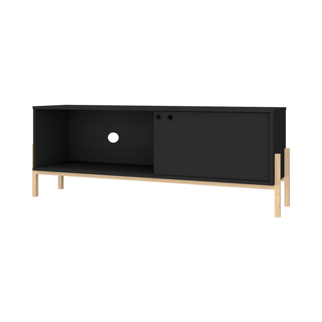 Bowery 55.12” TV Stand in Black and Oak