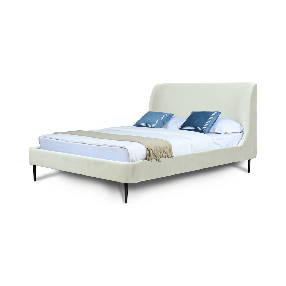 Heather Full-Size Bed in Cream and Black Legs