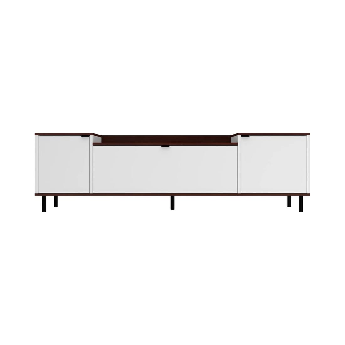 Mosholu 66.93” TV Stand in White and Nut Brown