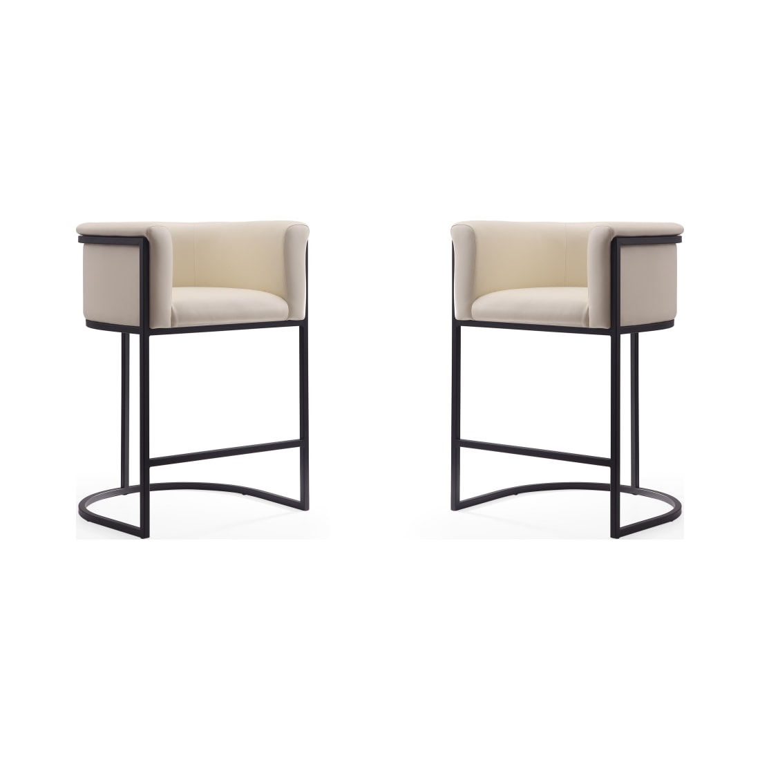 Cosmopolitan Counter Stool in Cream and Black (Set of 2)