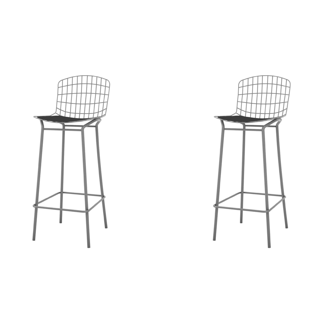 Madeline Barstool in Charcoal Gray and Black (Set of 2)