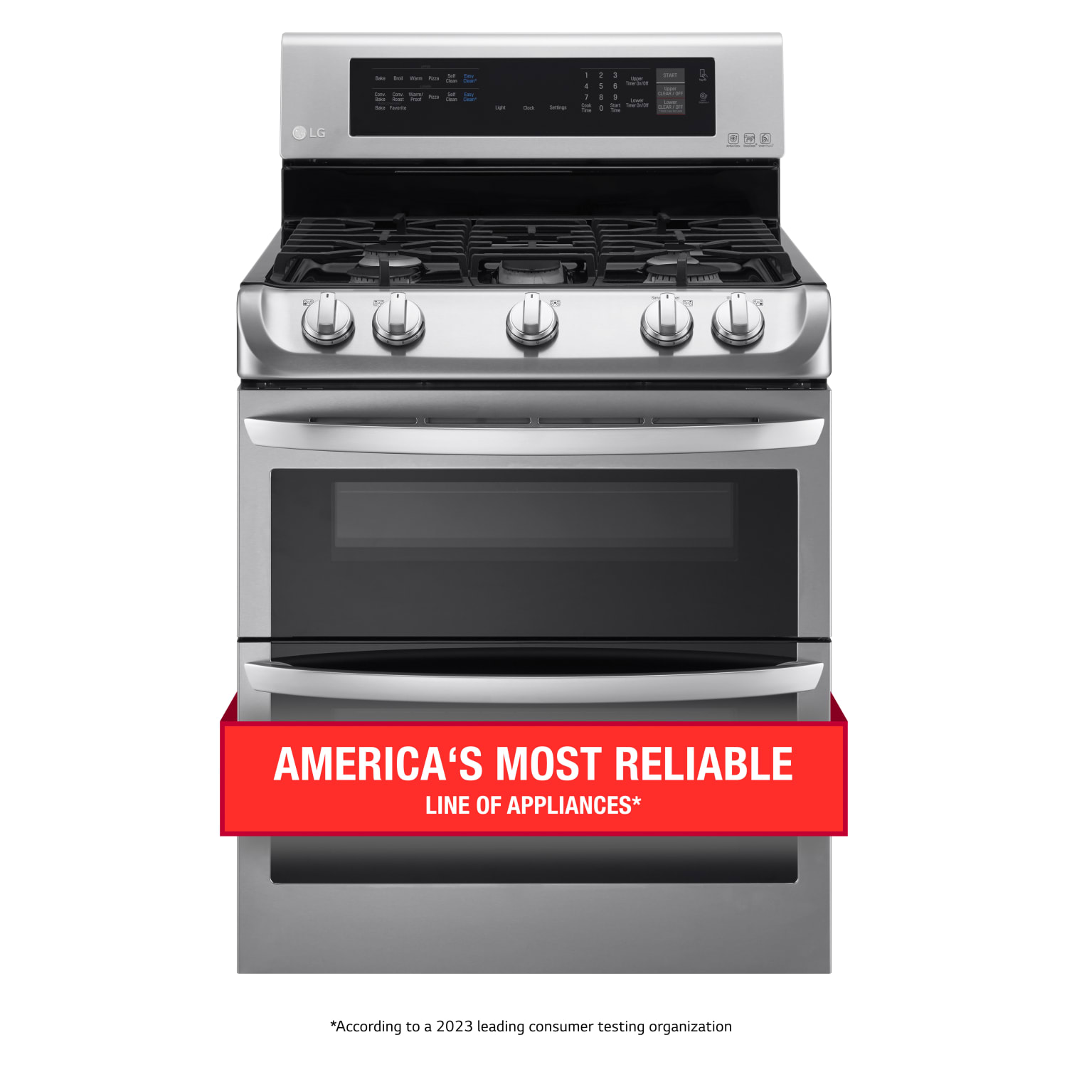 LG 6.9 cu. ft. Gas Double Oven Range with ProBake Convection® and EasyClean® - LDG4313ST