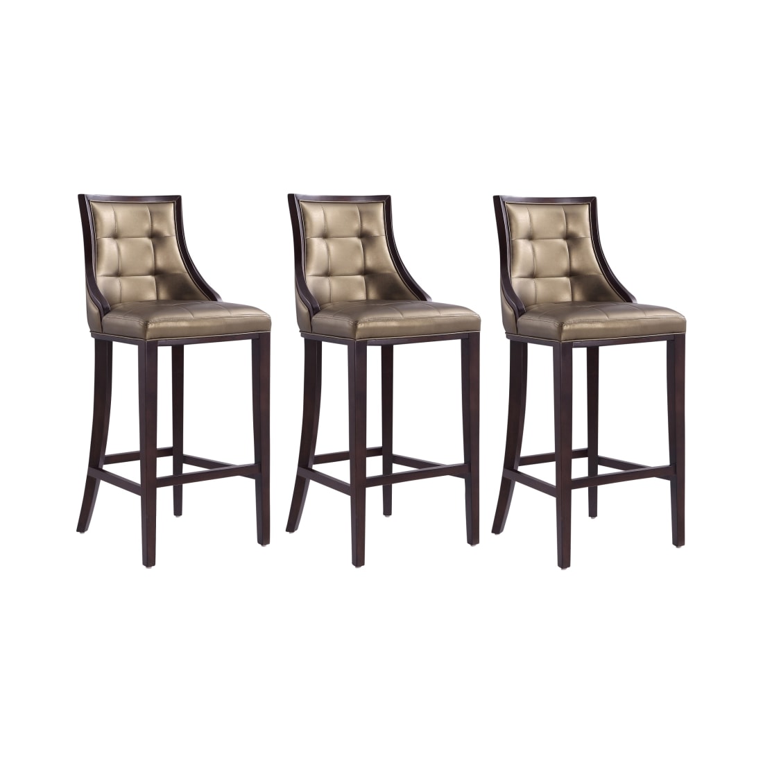 Fifth Avenue Bar Stool in Bronze and Walnut (Set of 3)