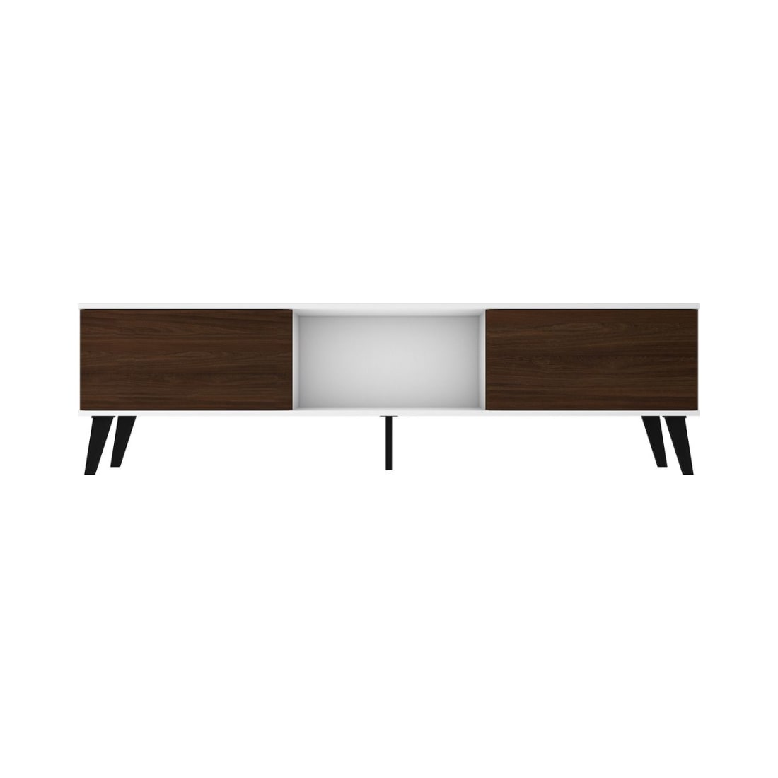 Doyers 70.87” TV Stand in White and Nut Brown