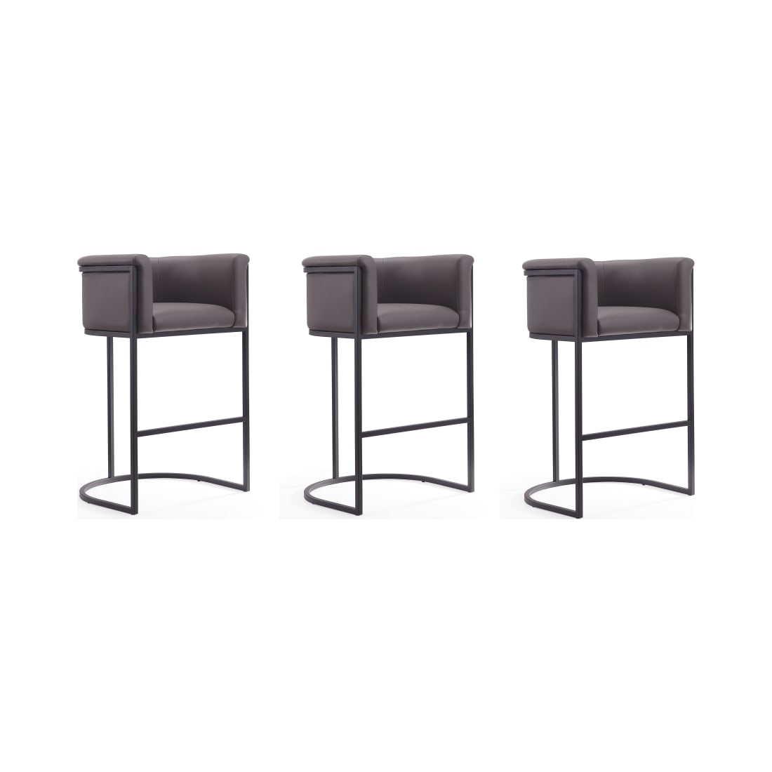 Cosmopolitan Barstool in Pebble and Black (Set of 3)