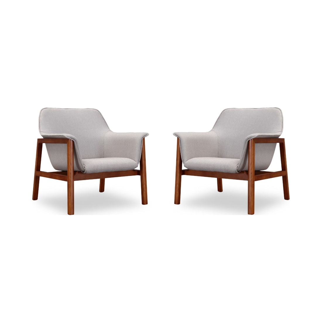 Miller Accent Chair in Grey and Walnut (Set of 2)