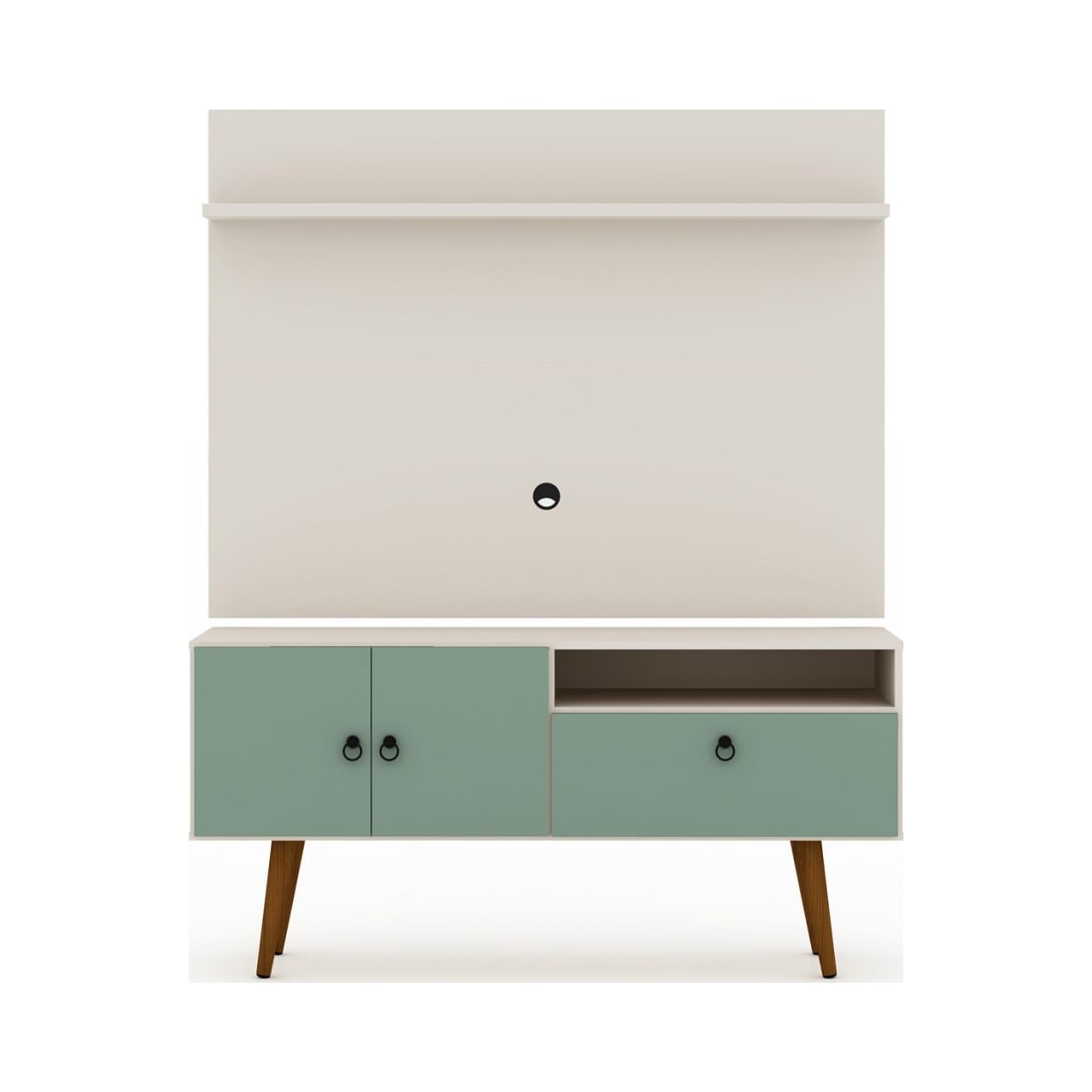 Tribeca 53.94” TV Stand and Panel in Off White and Green Mint