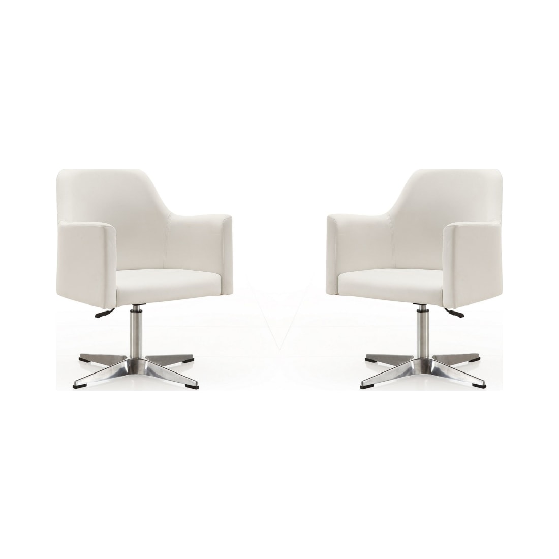 Pelo Adjustable Height Swivel Accent Chair in White and Polished Chrome (Set of 2)