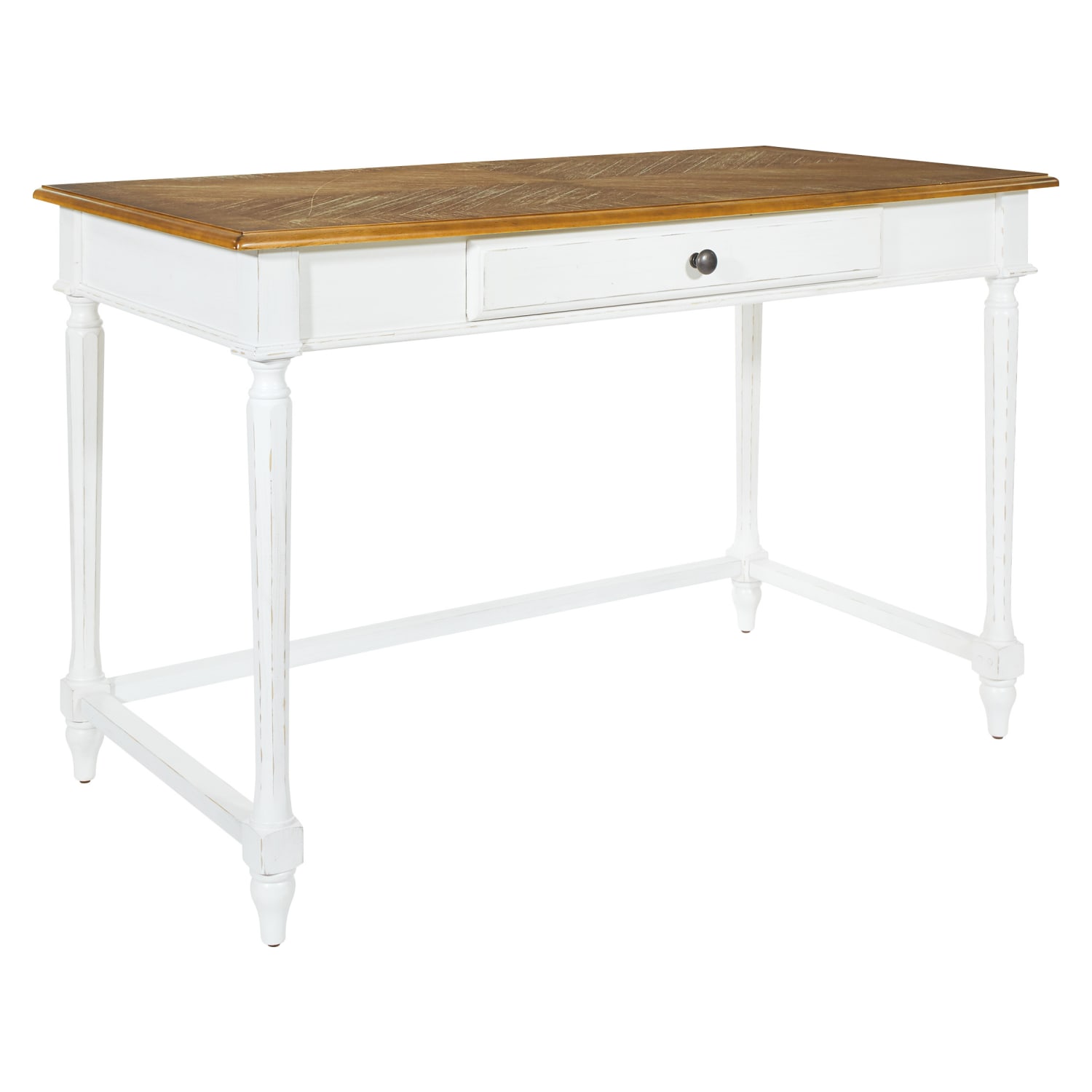 Medford Writing Desk with white distressed faces with natural veneer tops