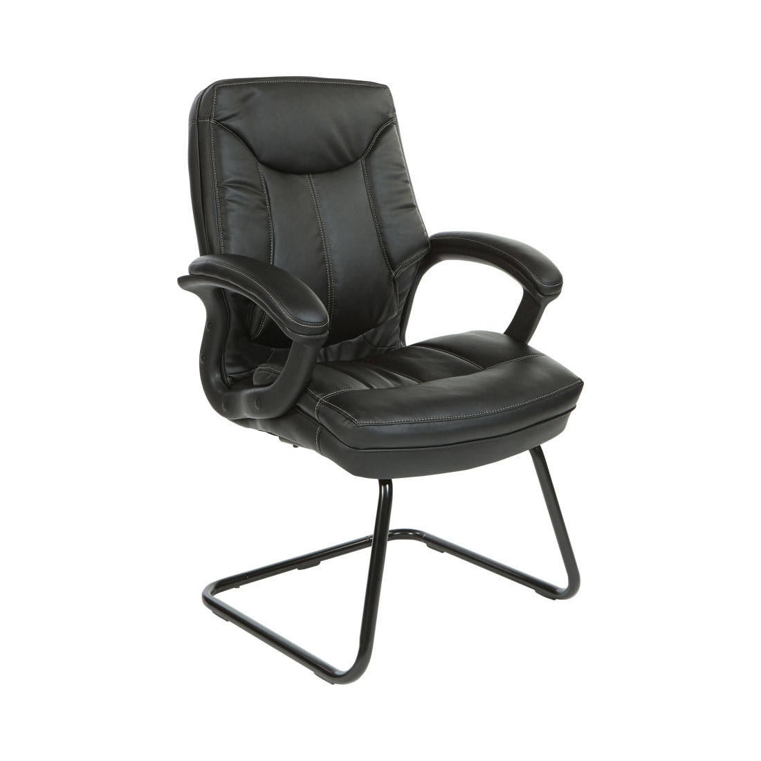 Black Executive Faux Leather High Back Chair with Contrast Stitching