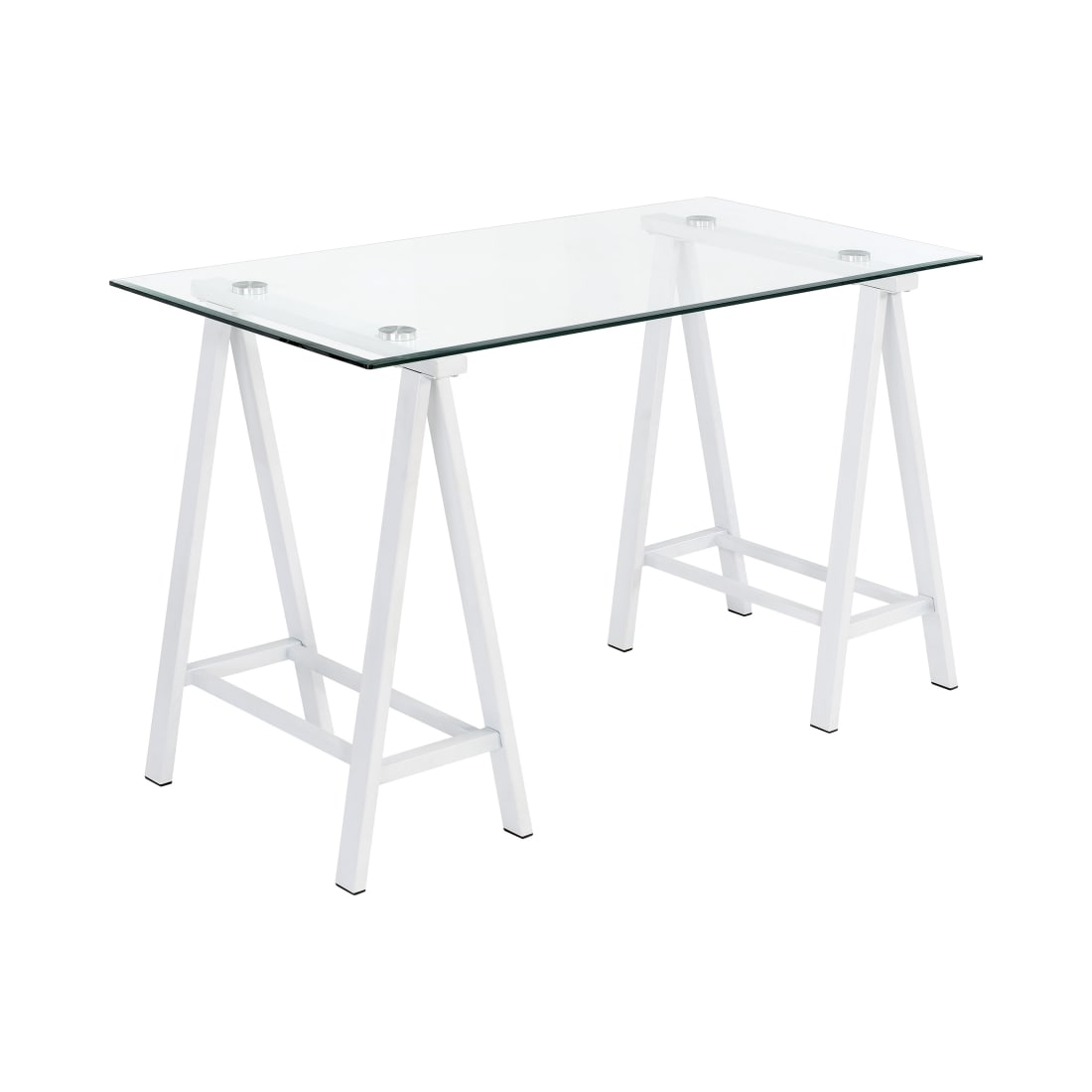 Middleton Desk with Clear Glass Top and White Base