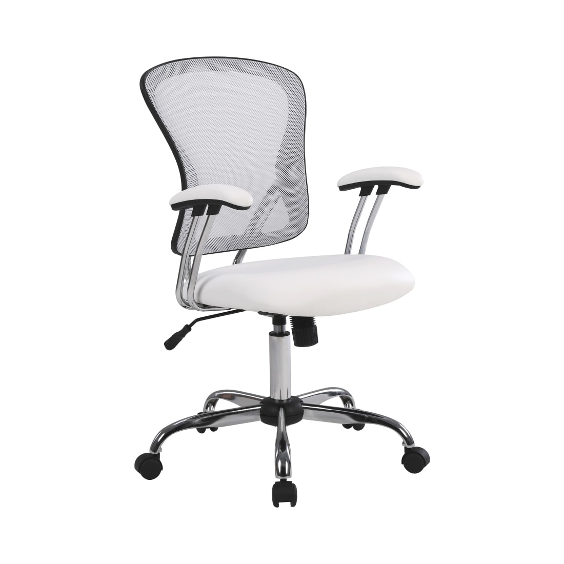 Gianna Task Chair with White Mesh Back and White Faux Leather Seat