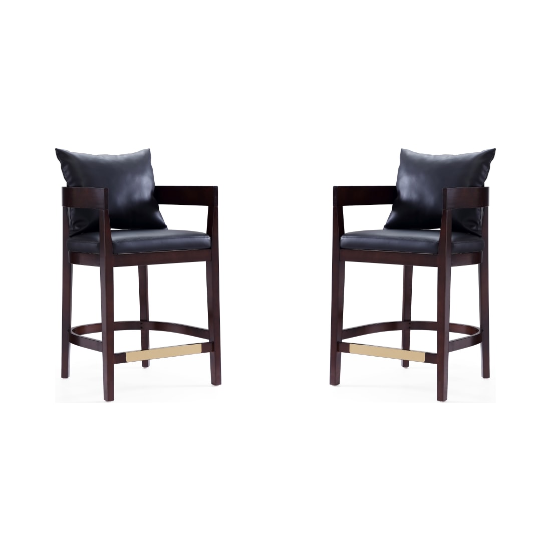 Ritz Counter Stool in Black and Dark Walnut (Set of 2)