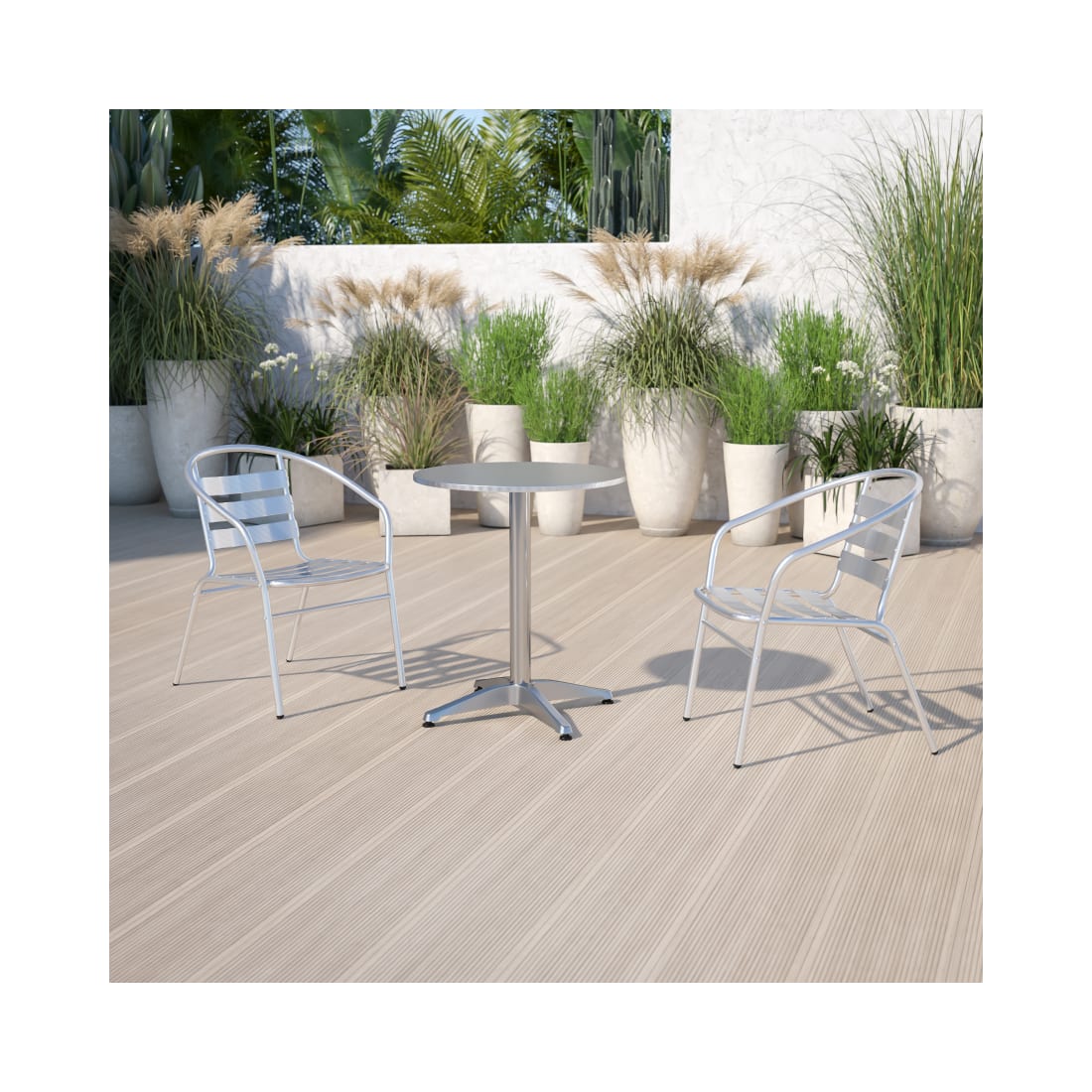 23.5'' Round Aluminum Indoor Outdoor Table with Base