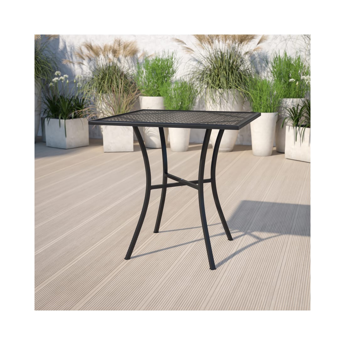Commercial Grade 28” Square Black Indoor Outdoor Steel Patio Table