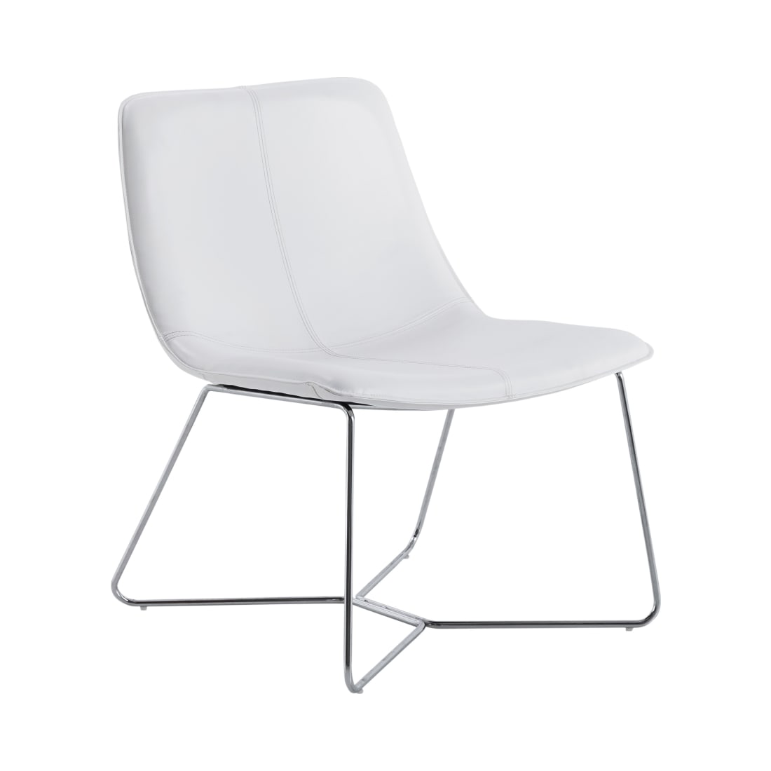 Grayson Accent Chair in White Faux Leather with Chrome Base