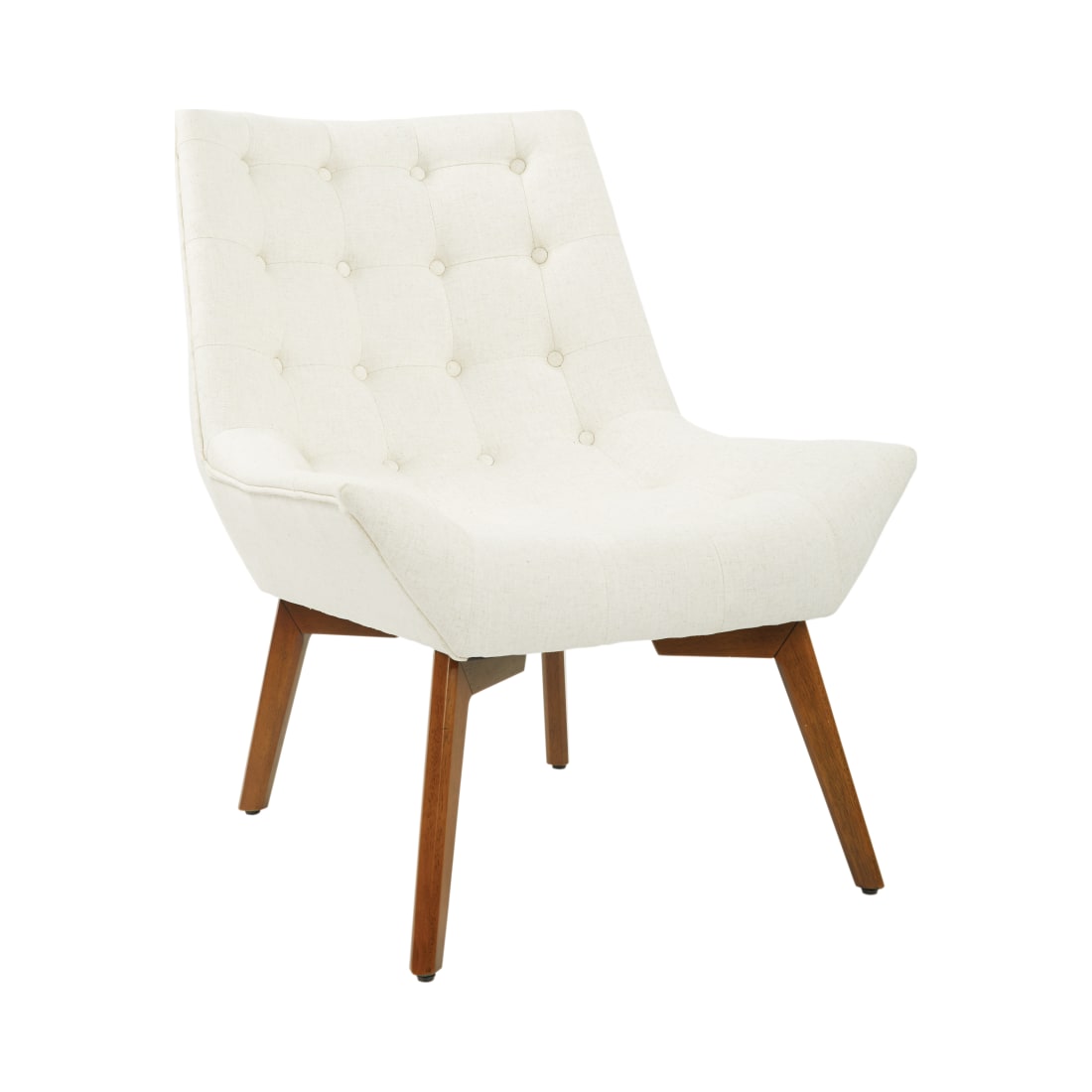 Shelly Tufted Chair in Linen Fabric with Coffee Legs K/D