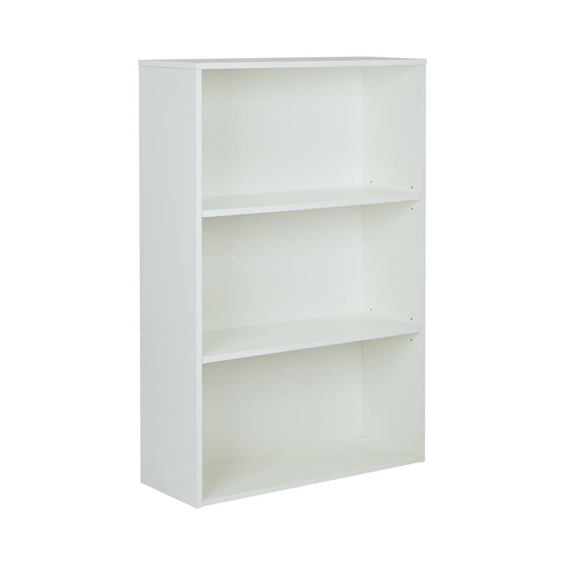 Prado 48” 3-Shelf Bookcase with 3/4” Shelves and 2 Adjustable shelves in White.