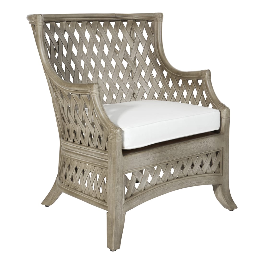 Kona Chair with Cream Cushion and Gray Washed Rattan Frame