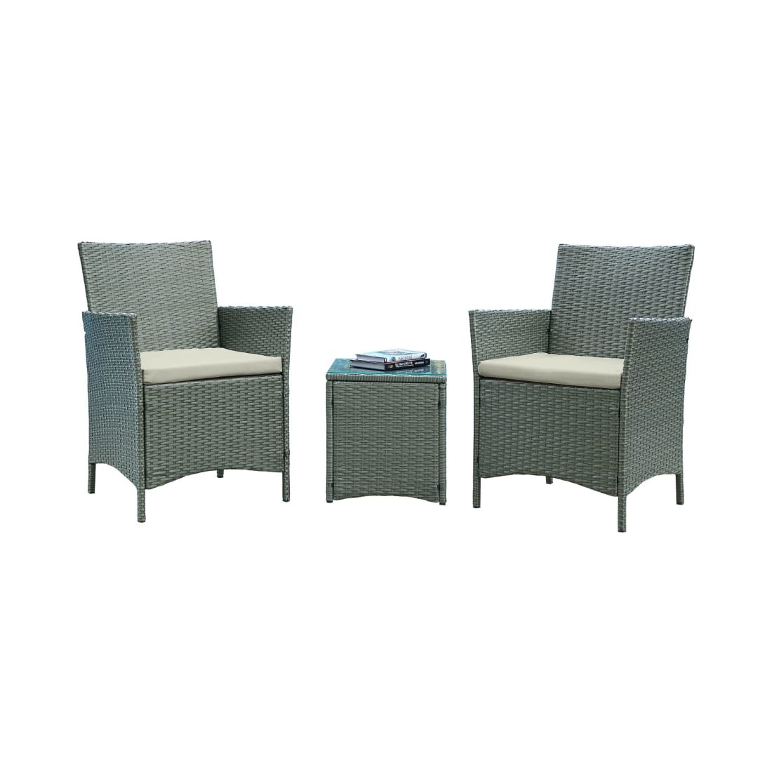 Imperia Patio 2-Person Seating Group with End Table with Cream Cushions