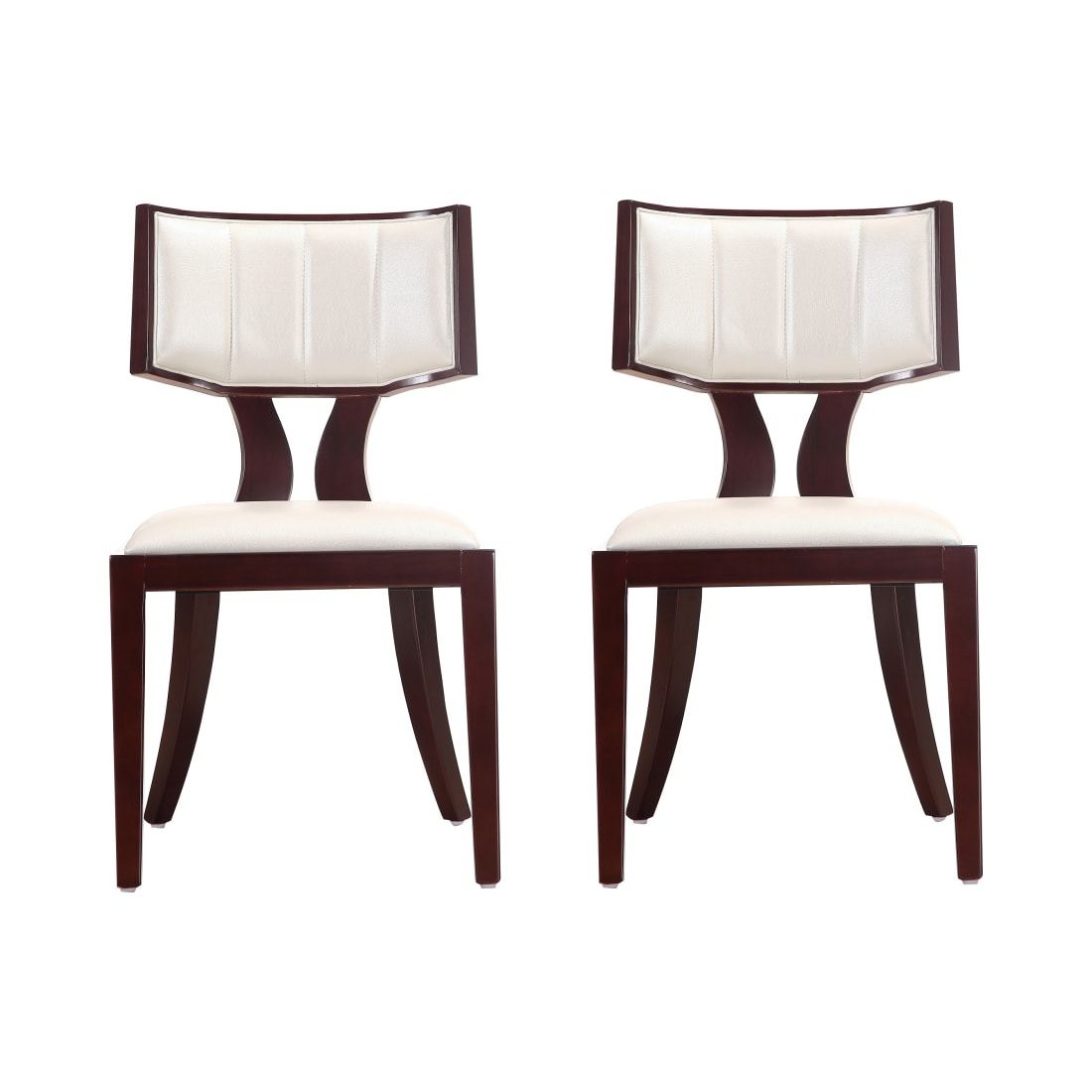 Pulitzer Dining Chair (Set of Two) in Pearl White and Walnut