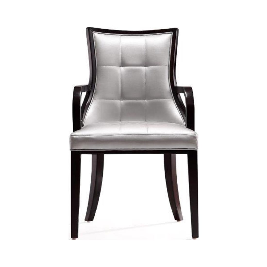 Fifth Avenue Faux Leather Dining Armchair in Silver and Walnut