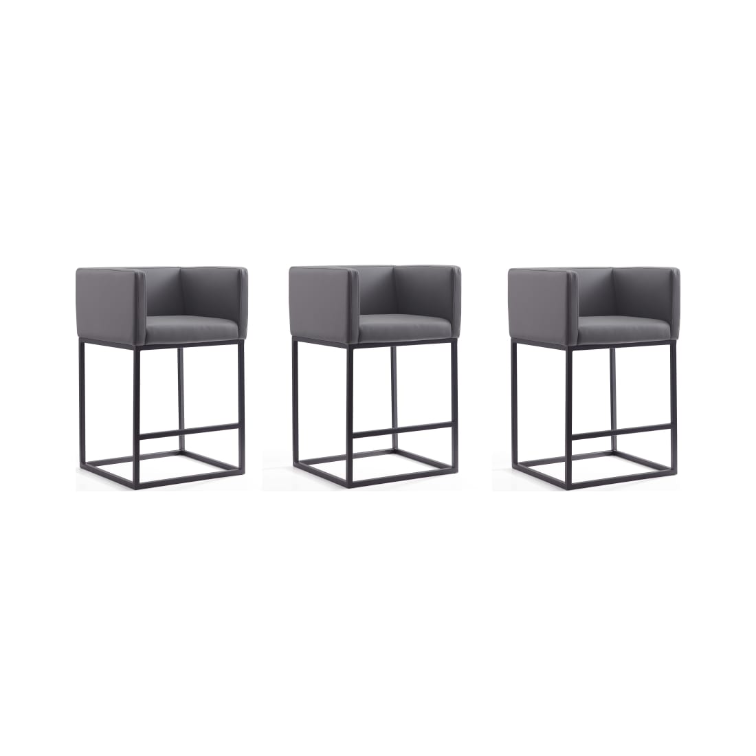 Embassy Counter Stool in Gray and Black (Set of 3)