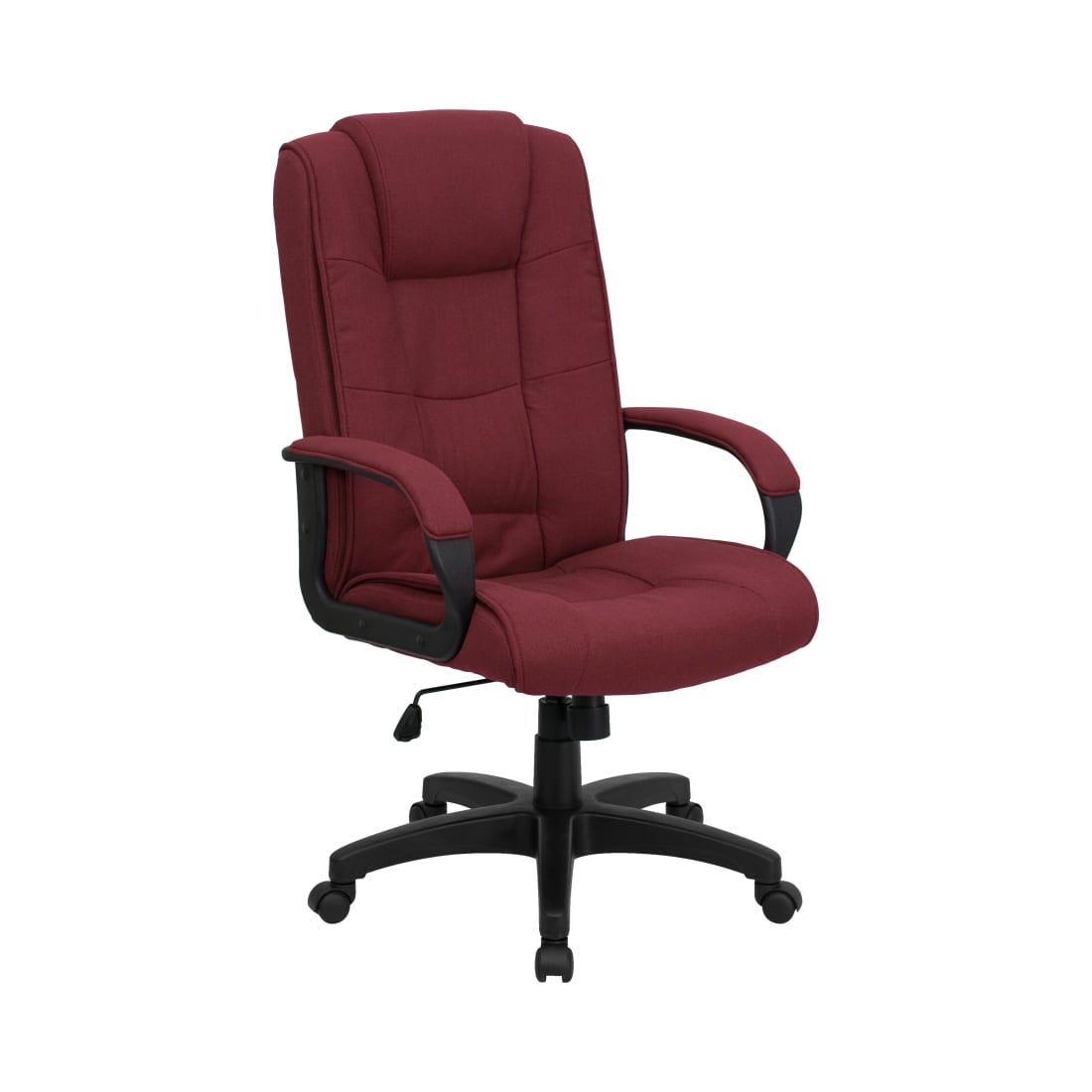 High Back Burgundy Fabric Executive Swivel  Chair with Arms