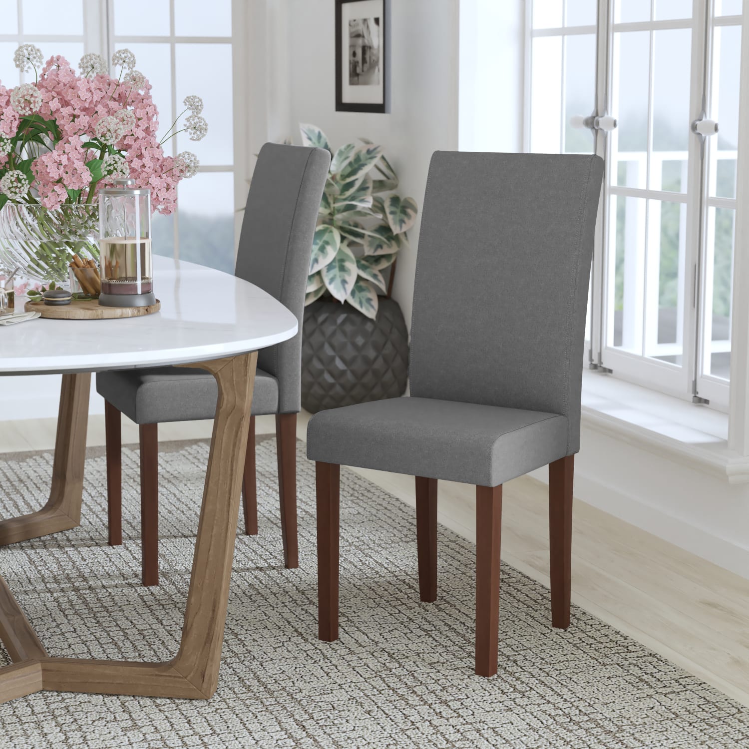 Greenwich Series Light Gray Fabric Parsons Chair