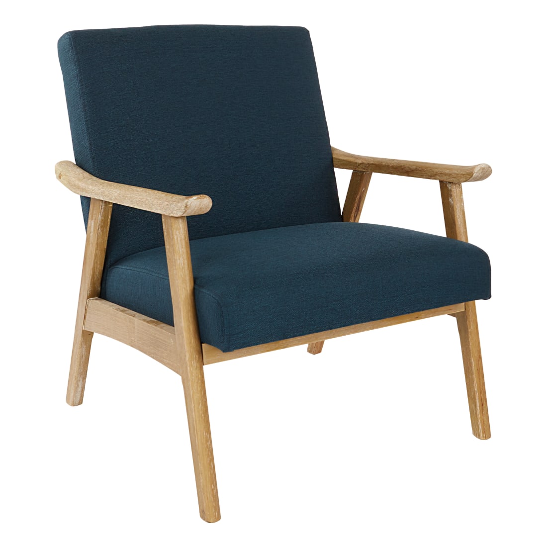 Weldon Chair in Klein Azure fabric with Brushed Finished Frame