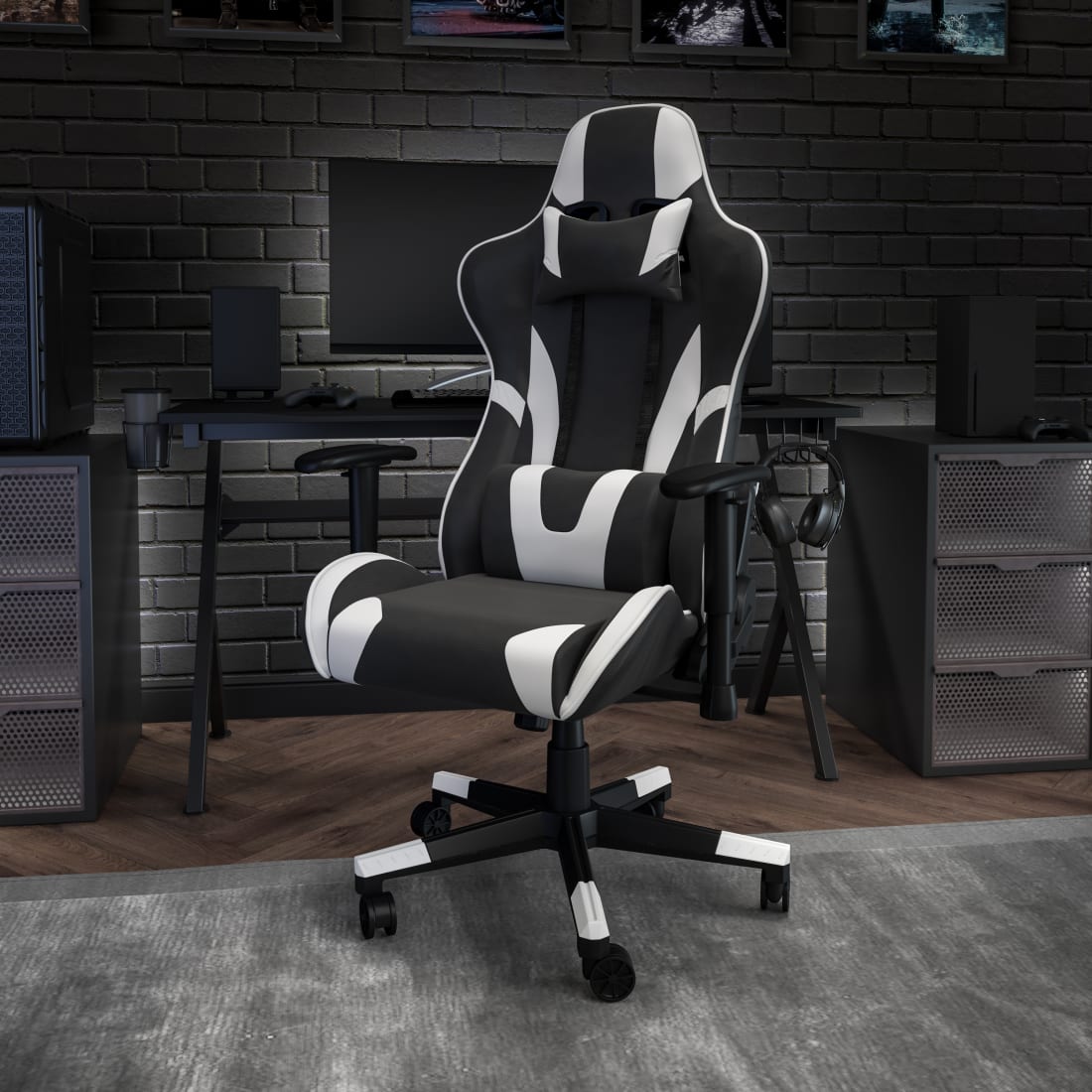 X20 Gaming Chair Racing  Ergonomic Computer PC Adjustable Swivel Chair with Fully Reclining Back in Black LeatherSoft