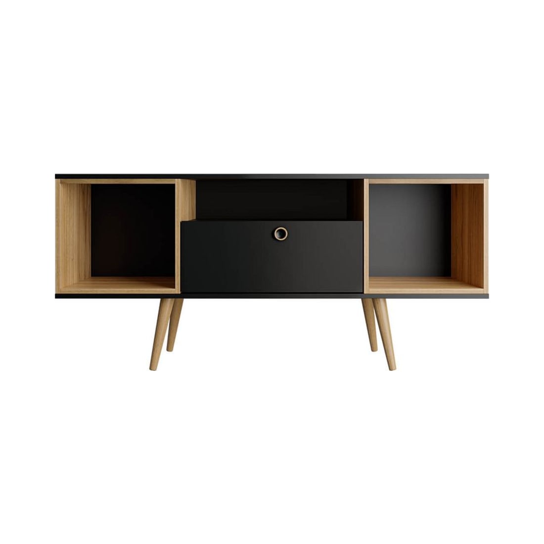 Theodore 53.14” TV Stand in Black and Cinnamon Light Brown