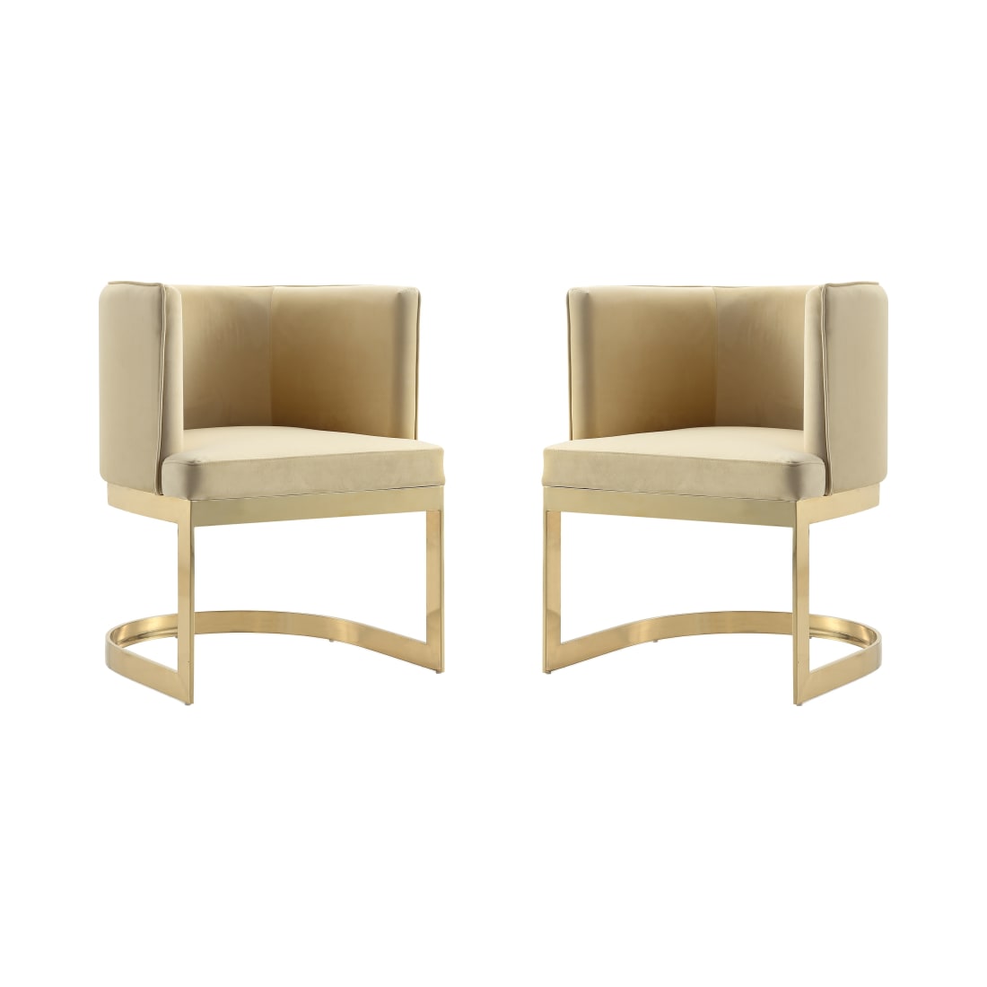 Aura Dining Chair in Sand and Polished Brass (Set of 2)