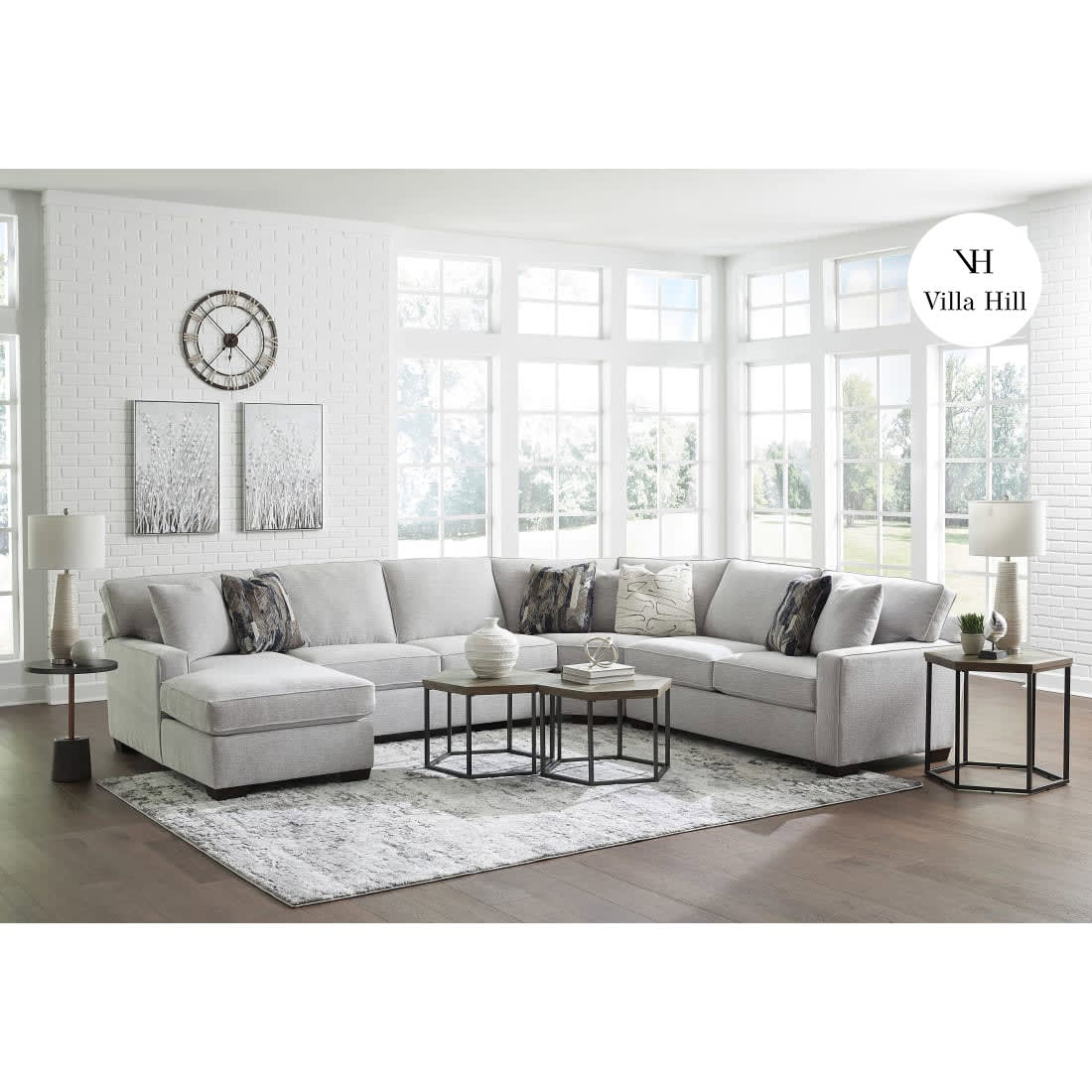 Crestview Track Arm Granite 4-pc sectional w/ left chaise